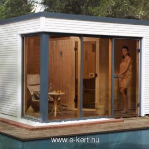 Cubilis szaunaház 3×3,8m vagy 3,8×3,8m méretben is elérhető Weka szaunaház Cubilis prémium kerti faház