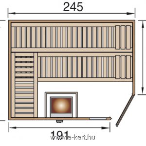 Tömörfa gerenda szaunánk alaprajza Gerendavázas finn szauna építés, előregyártott kész Weka sauna szállítás raktárról