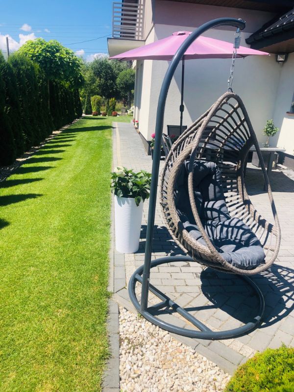 Rattan függőfotel párnával állvánnyal - 15. kép