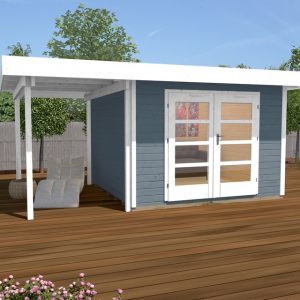Weka_designhaus faház 126 fatárolóval szürke-fehér Weka 126-os faház fatárolóval szürke-fehér