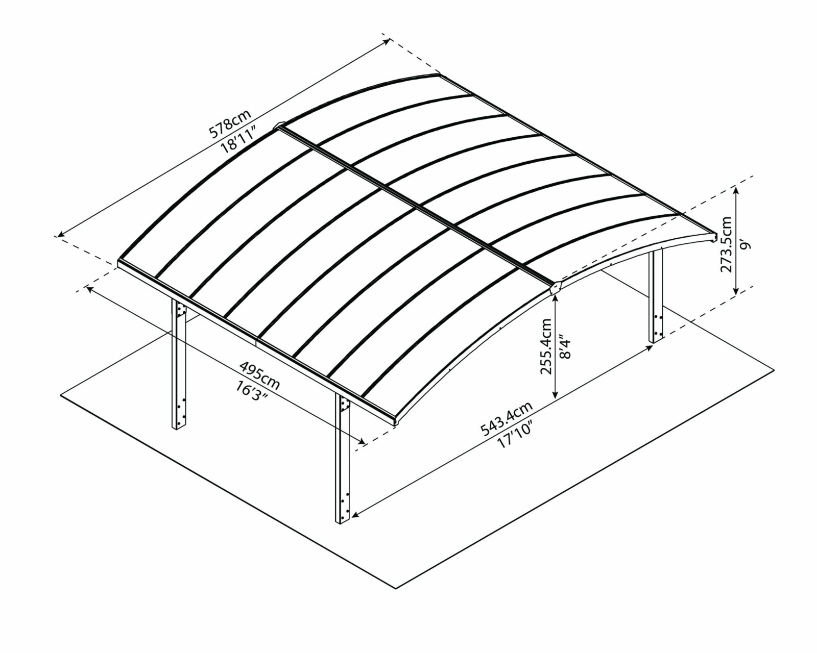 Autóbeálló Palram Arizona Carport Duo M - 4. kép