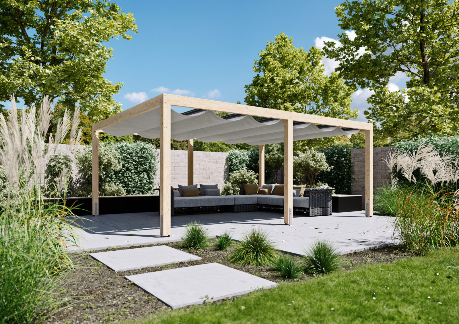 Bari 2. pergola elhúzható árnyékolóval