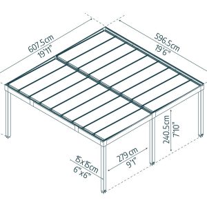Palram_Carport_Oslo 20x20_6x6_Dimensions Garázs mérete Oslo